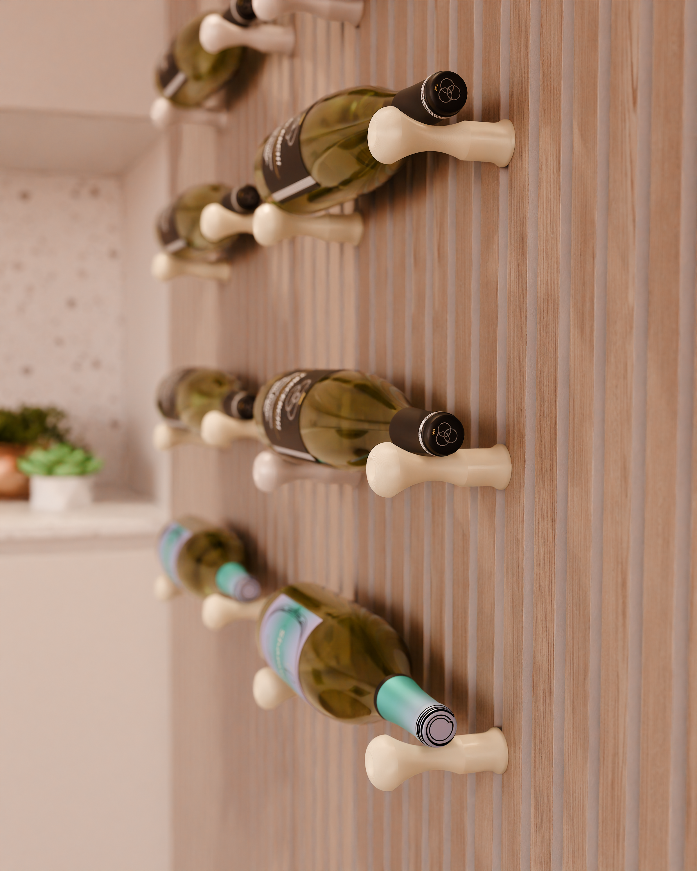 Wine Bottle Rack/Holders for Acoustic Panels – Wall-Mounted Wine Rack System- Installation Type: Wall Clip