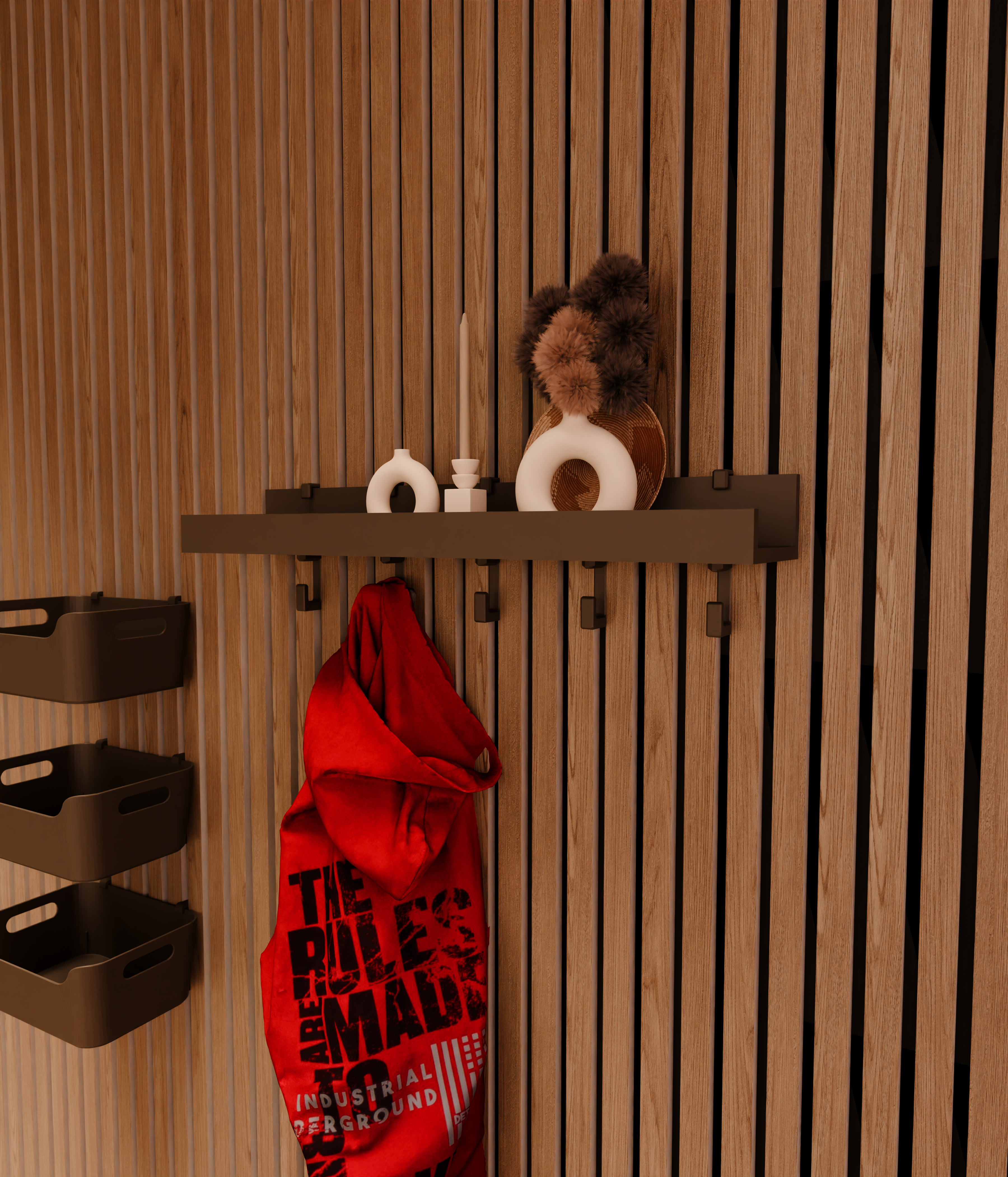 Akoestische paneelplankbeugels en kledinghaken voor IKEA MOSSLANDA Picture Ledge (niet inbegrepen) - Installatietype: Muurklem